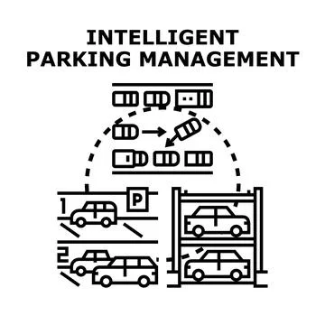 Intelligent parking management system organizing automated vehicle placement Stock Illustration