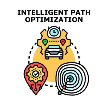 Intelligent path optimization for automated vehicle navigation concept Stock Illustration