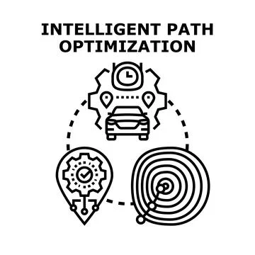 Intelligent path optimization for automated vehicle navigation concept Stock Illustration