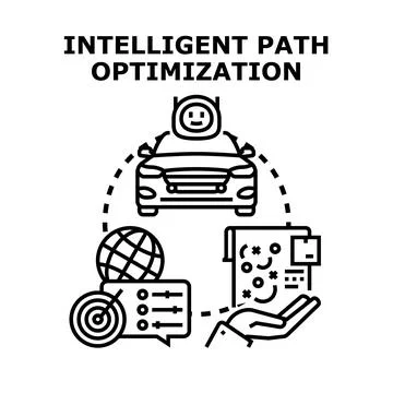 Intelligent path optimization for autonomous driving logistics Stock Illustration