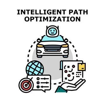 Intelligent path optimization for autonomous driving logistics Stock Illustration