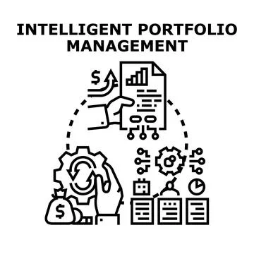 Intelligent portfolio management concept using digital technology 库存插图