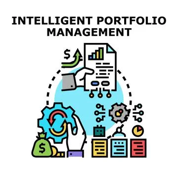 Intelligent portfolio management concept using digital technology Stock Illustration