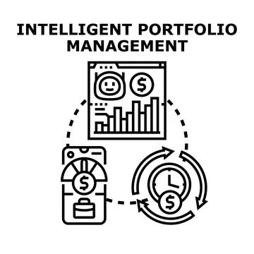 Intelligent portfolio management creating smart financial investment strategy Stock Illustration