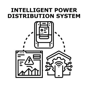 Intelligent power distribution system controlling energy smart grid Stock Illustration