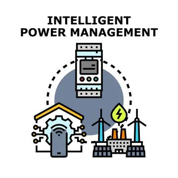 Intelligent power management technology managing smart energy system Stock Illustration