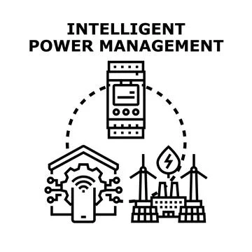 Intelligent power management technology managing smart energy system Stock Illustration