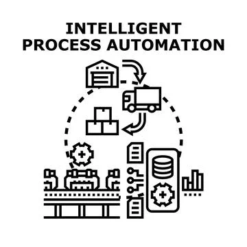 Intelligent process automation connecting warehouse logistics, manufacturing  Stock Illustration