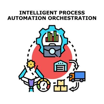 Intelligent process automation orchestration for business management Stock Illustration