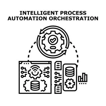 Intelligent process automation orchestration optimizing business workflow Stock Illustration