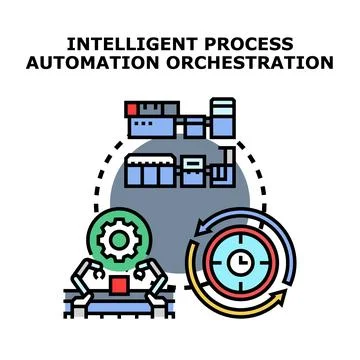 Intelligent process automation orchestration with robotics 스톡 일러스트