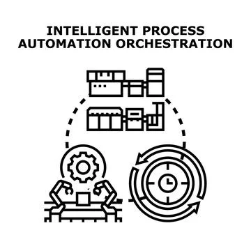 Intelligent process automation orchestration with robotics Illustrazione stock