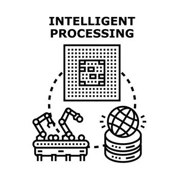 Intelligent processing concept with automation and global data イラスト素材