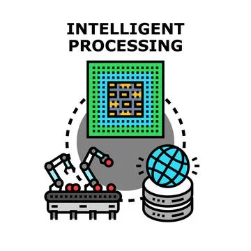 Intelligent processing concept with automation and global data Stock Illustration