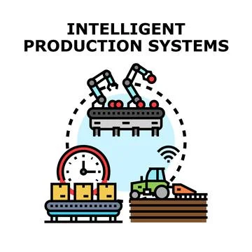 Intelligent production systems developing modern industrial technology 스톡 일러스트