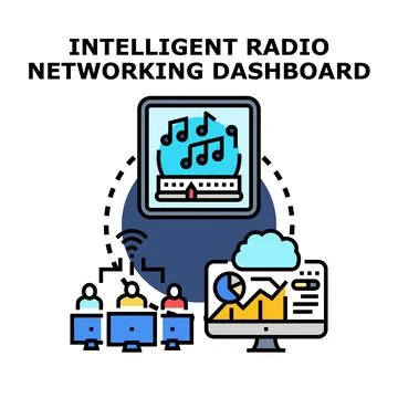 Intelligent radio networking dashboard concept vector Stock Illustration