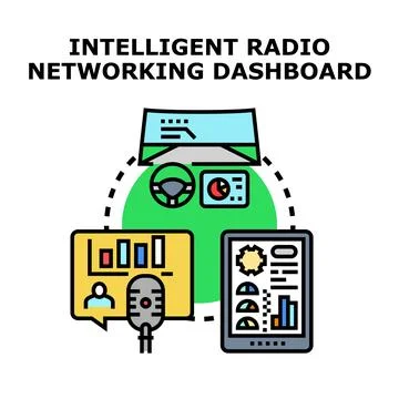 Intelligent radio networking dashboard concept illustration Stock Illustration
