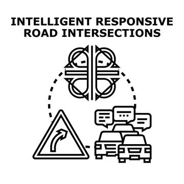 Intelligent responsive road intersections traffic management system Stock Illustration