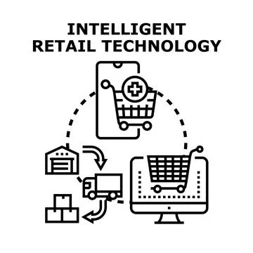 Intelligent retail technology e commerce logistics delivering retail 스톡 일러스트