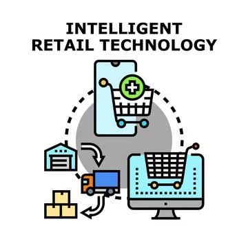 Intelligent retail technology e commerce logistics delivering retail Stockillustratie