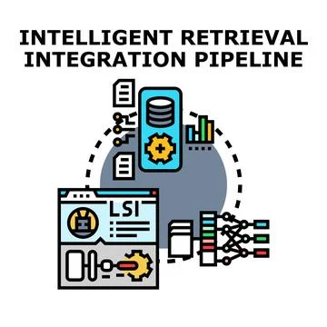 Intelligent retrieval integration pipeline concept illustration Illustrazione stock