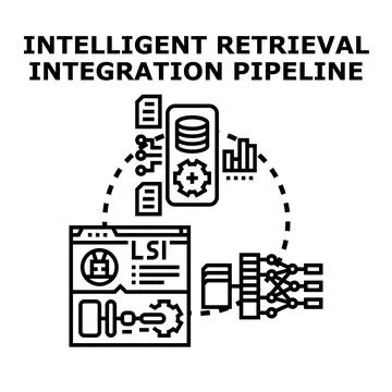 Intelligent retrieval integration pipeline concept illustration Illustrazione stock
