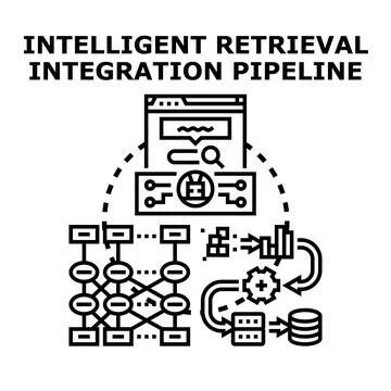 Intelligent retrieval integration pipeline processing data Stock Illustration