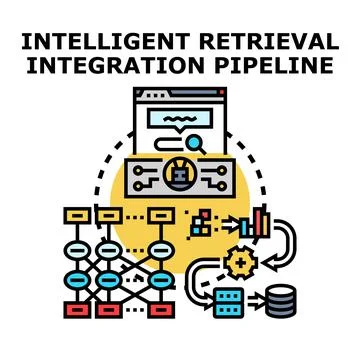 Intelligent retrieval integration pipeline processing data Stock Illustration