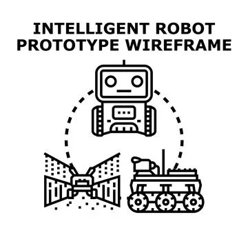Intelligent robot developing new prototype technologies for future Stock Illustration