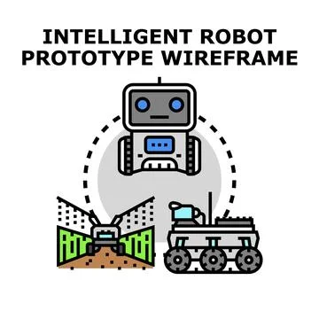 Intelligent robot developing new prototype technologies for future Stock Illustration