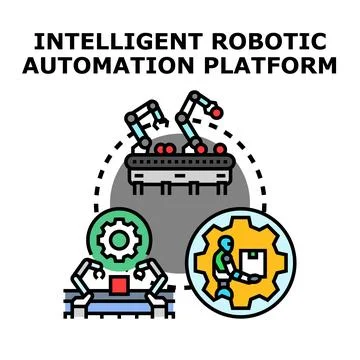 Intelligent robotic automation platform automating industrial production pr.. Stock Illustration