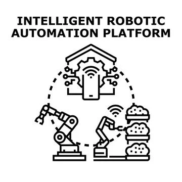 Intelligent robotic automation platform controlling smart farming Stock Illustration