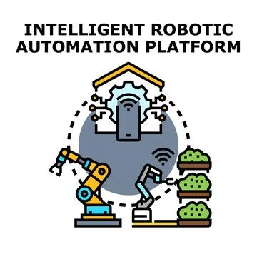 Intelligent robotic automation platform controlling smart farming Stock Illustration