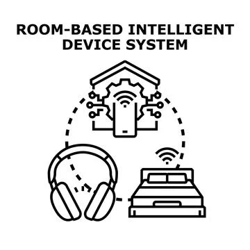 Intelligent room based device system controlling automation Stock Illustration