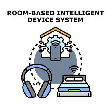 Intelligent room based device system controlling automation Stock Illustration