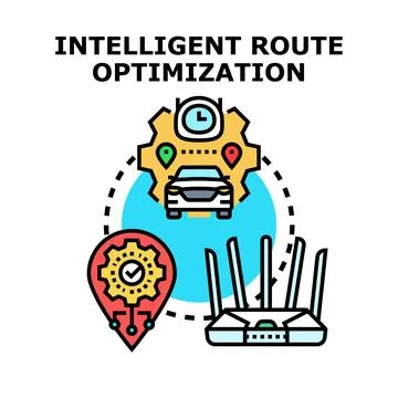 Intelligent route optimizing for logistics and navigation systems Stock Illustration