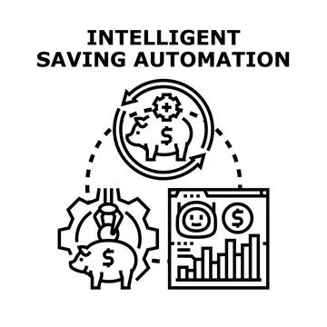 Intelligent saving automation process for financial growth Stock Illustration