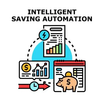 Intelligent saving automation process managing personal finance budget Stock Illustration