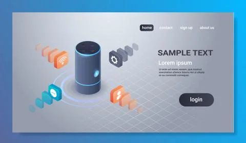 Intelligent smart speaker voice recognition activated digital assistants Stock Illustration