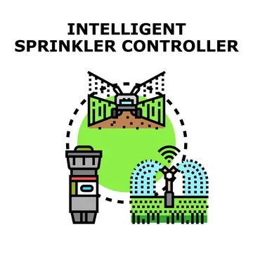 Intelligent sprinkler controller system managing smart irrigation Illustrazione stock