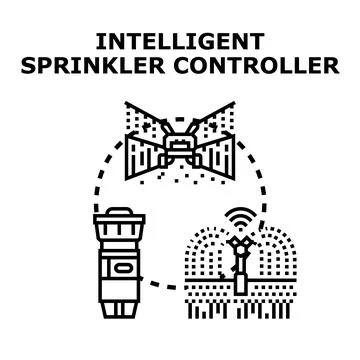 Intelligent sprinkler controller system managing smart irrigation Stock Illustration