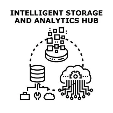 Intelligent storage and analytics hub concept illustration Illustrazione stock