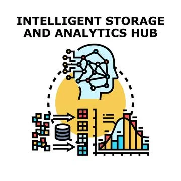 Intelligent storage and analytics hub concept illustration 스톡 일러스트