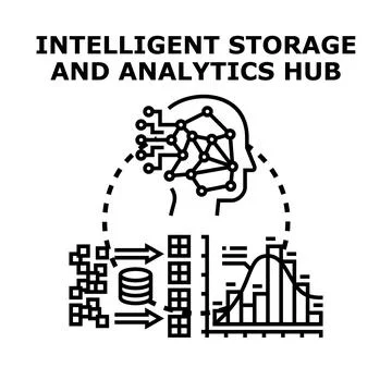 Intelligent storage and analytics hub concept illustration Illustrazione stock
