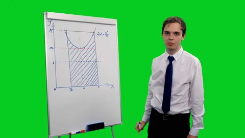 Intelligent student writing and explaining math formula on board, chroma key Stock Footage 136534689