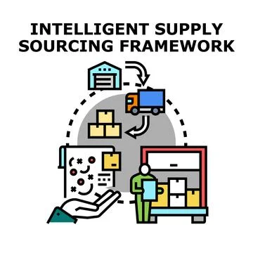 Intelligent supply sourcing framework managing logistics process Stock Illustration