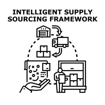 Intelligent supply sourcing framework managing logistics process Stock Illustration