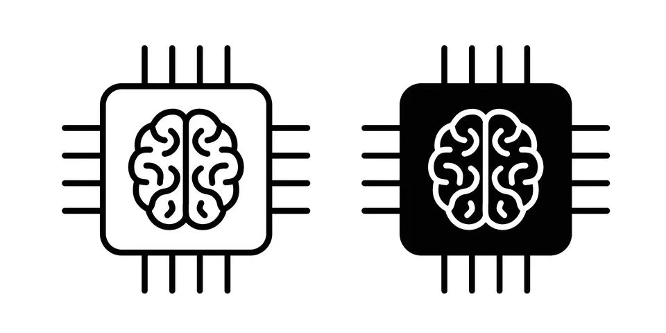 Intelligent system icon bundle for website design projects Stock Illustration
