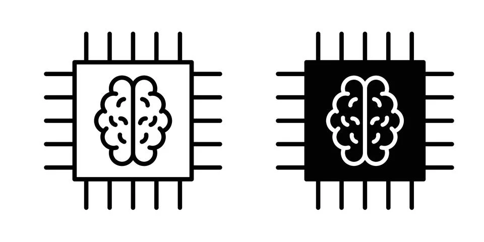 Intelligent system icon vector concepts, line and silhouette style Stockillustratie