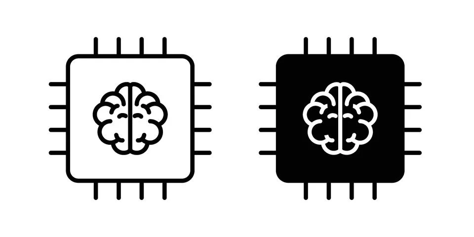 Intelligent system icon vectors. Illustrations in black Illustrazione stock